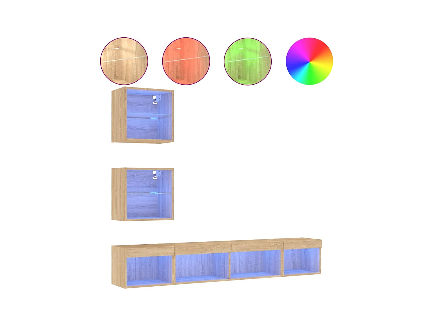 Anthea  Unités murales TV avec LED 5 pcs chêne sonoma bois d'ingénierie