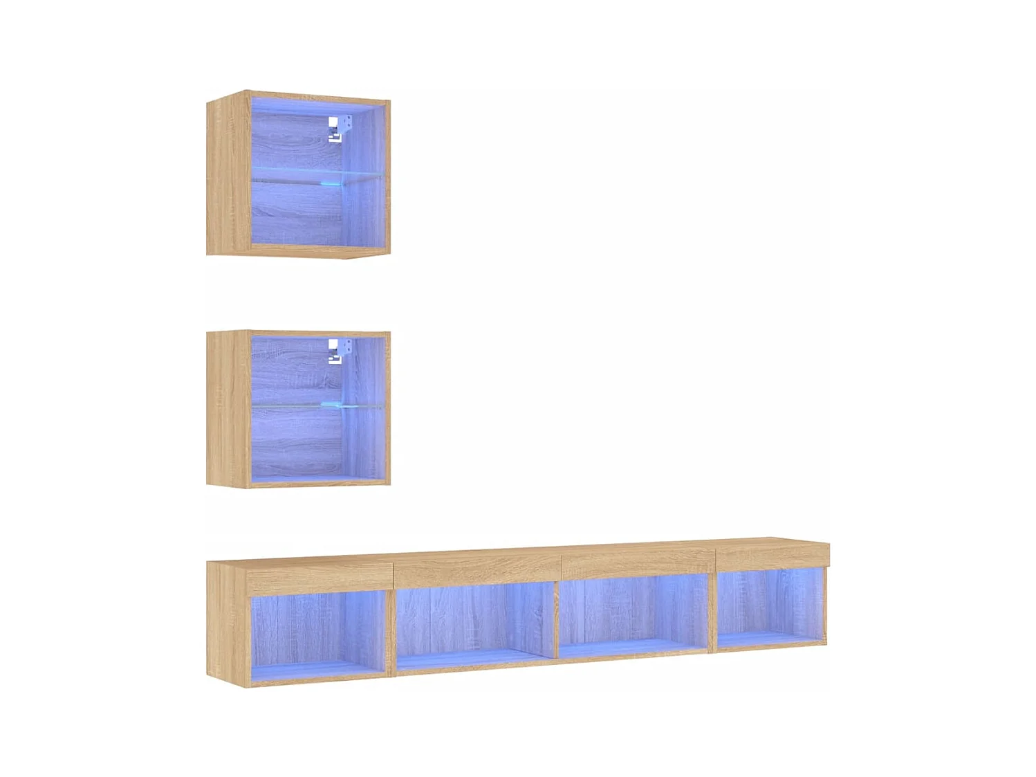 Anthea  Unités murales TV avec LED 5 pcs chêne sonoma bois d'ingénierie