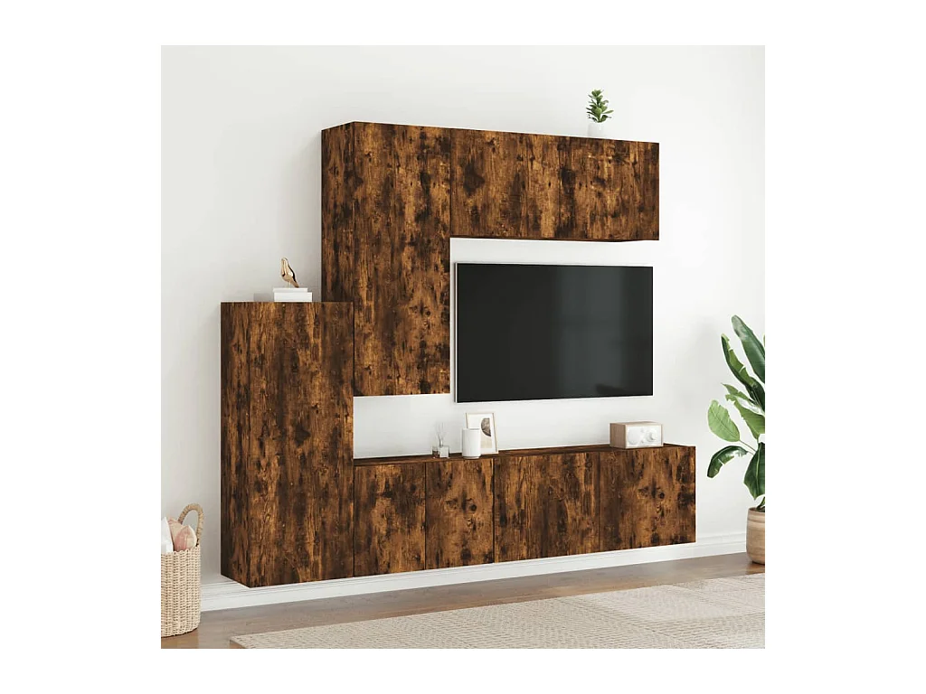 Tjalva  Unités murales TV 5 pcs chêne fumé bois d'ingénierie