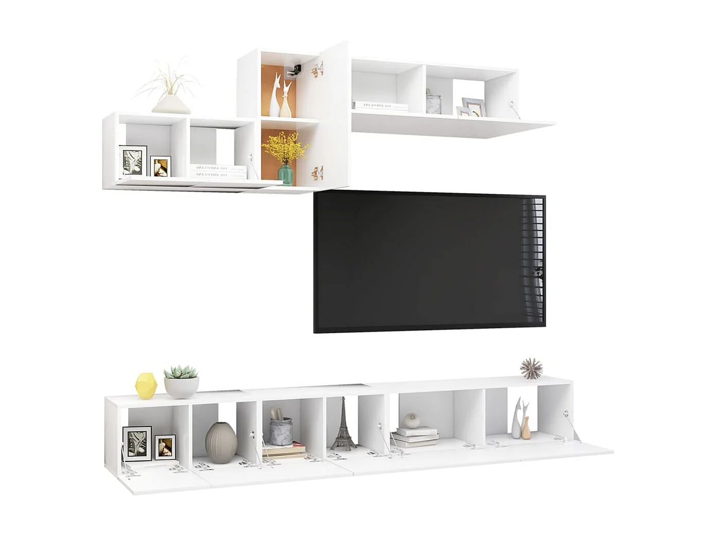 Claudia Isabel  Set de muebles de salón TV 6 piezas madera de ingeniería blanco