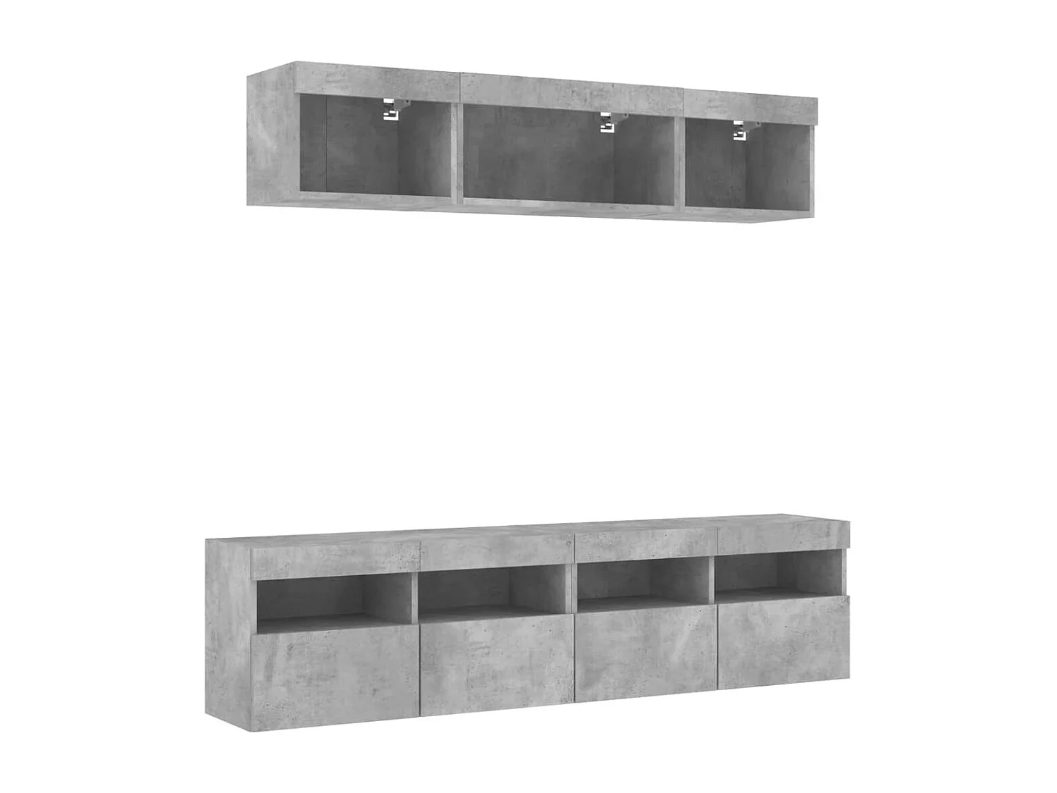 Nourdin  5-delige Tv-wandmeubelset met LED bewerkt hout betongrijs