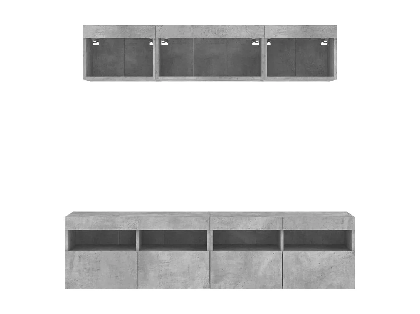 Nourdin  5-delige Tv-wandmeubelset met LED bewerkt hout betongrijs