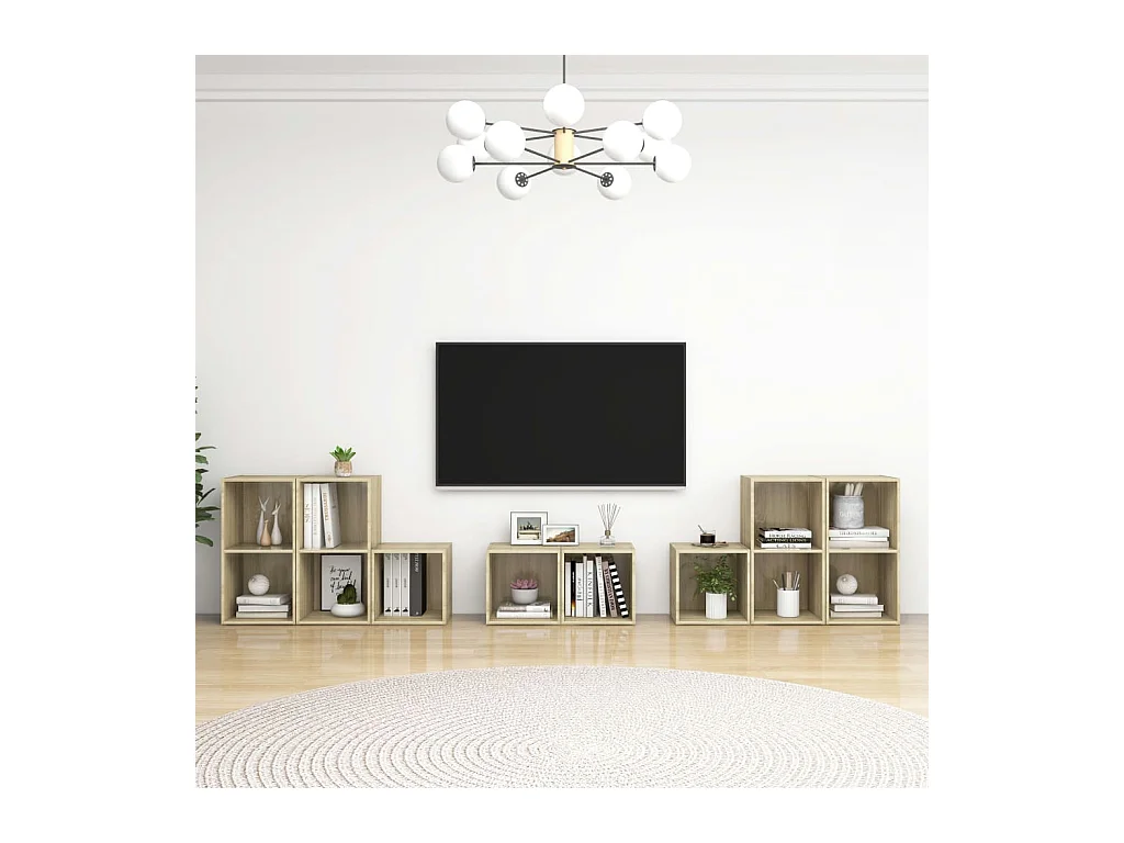 Wylie  Muebles de salón 8 piezas madera de ingeniería roble Sonoma