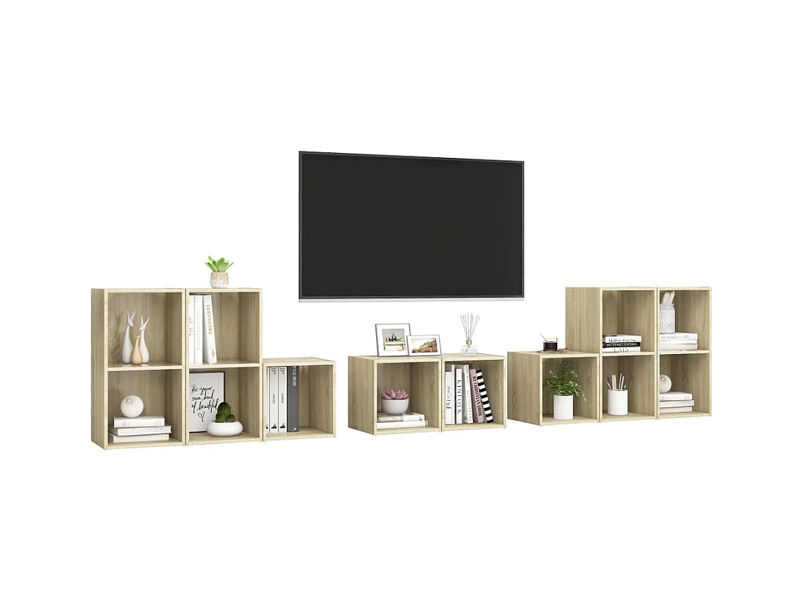 Wylie  Muebles de salón 8 piezas madera de ingeniería roble Sonoma