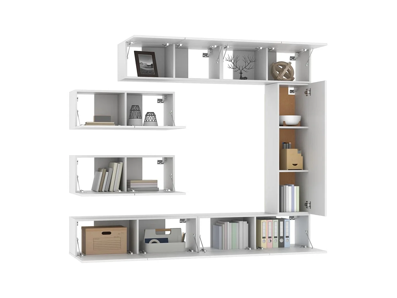 Garden Furniture -  Ensemble de meubles TV 7 pcs Blanc Bois d'ingénierie