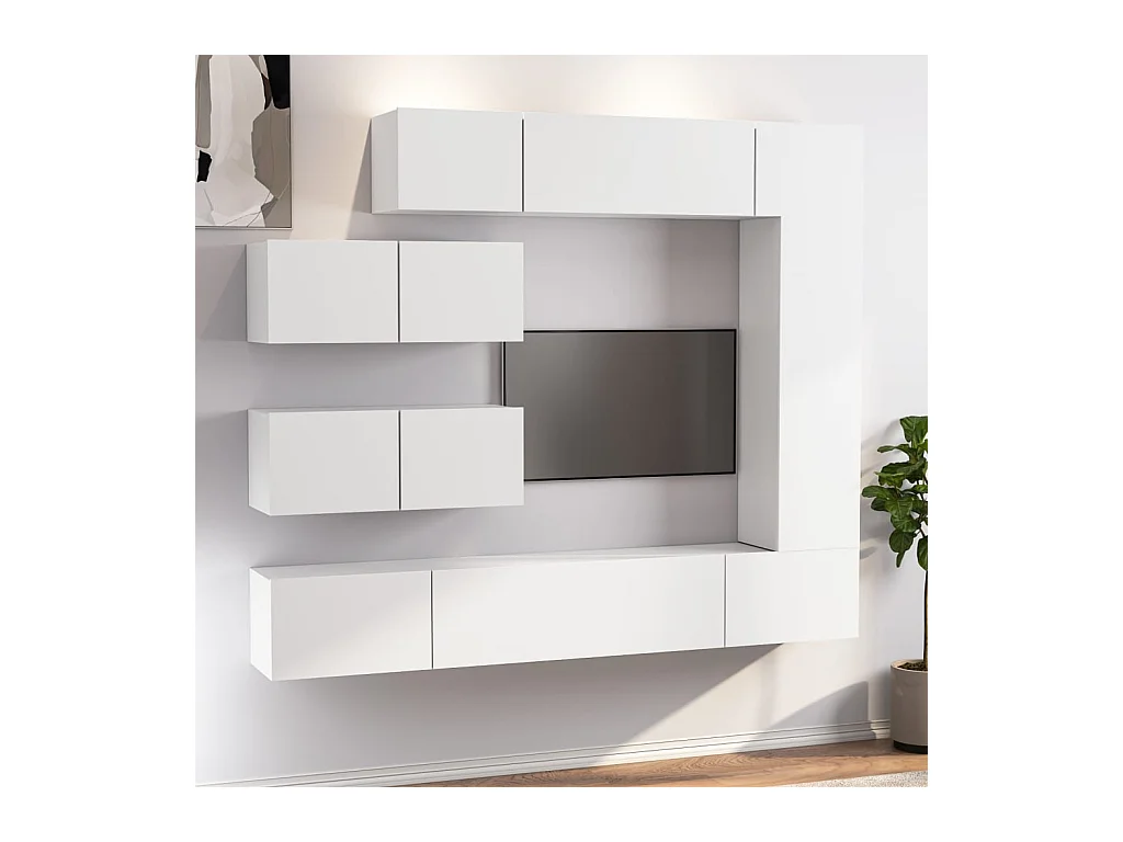 Garden Furniture -  7-delige Tv-meubelset bewerkt hout wit