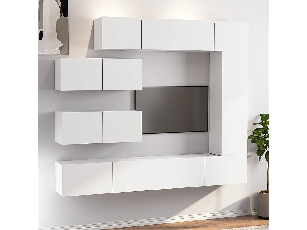 Garden Furniture -  7-delige Tv-meubelset bewerkt hout wit