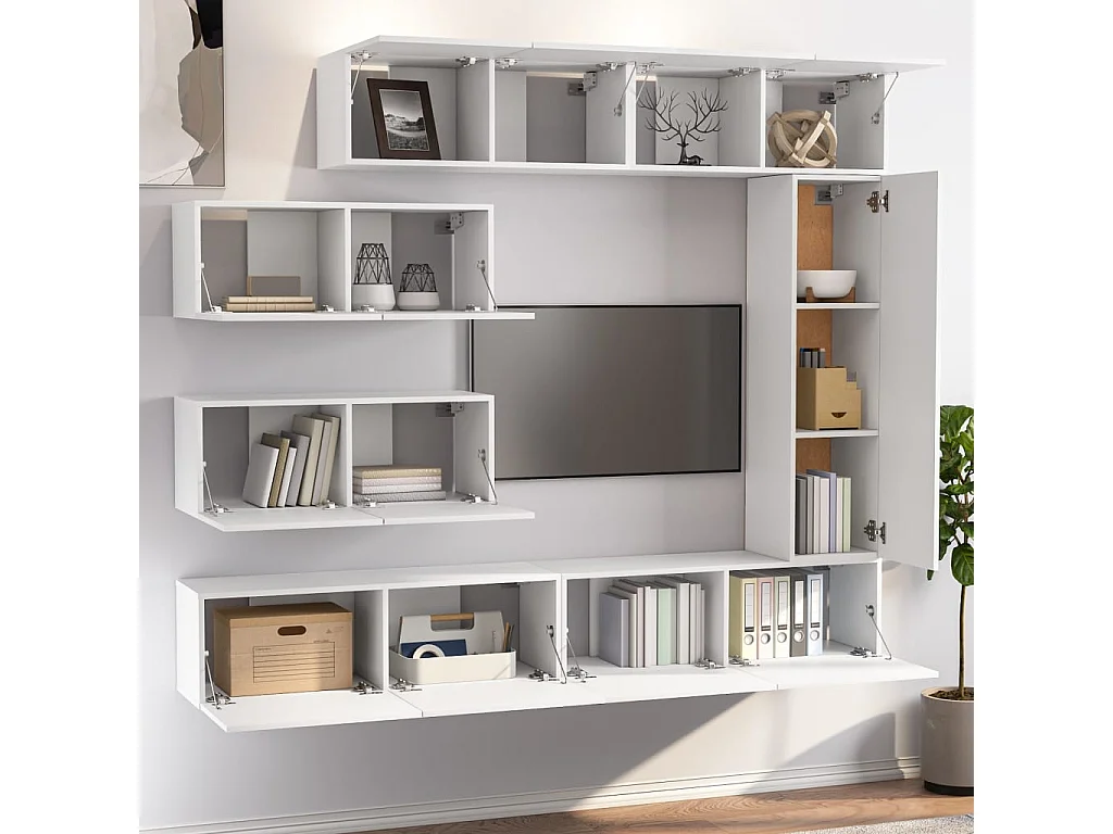 Garden Furniture -  7-delige Tv-meubelset bewerkt hout wit