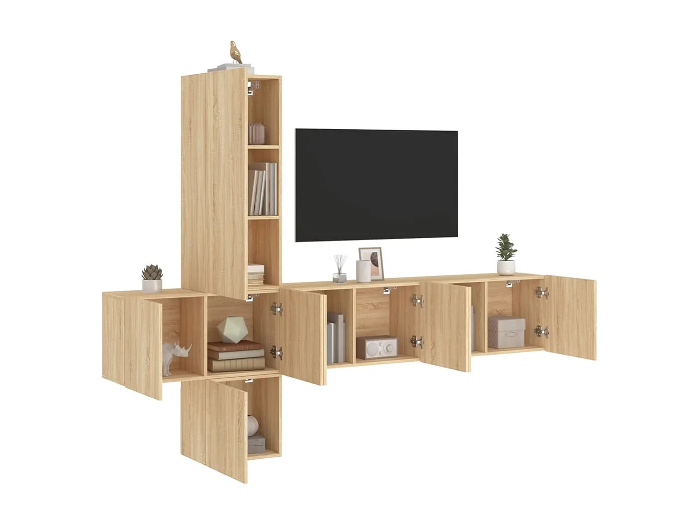 Burr Ridge  5-delige Tv-wandmeubelset bewerkt hout sonoma eikenkleurig
