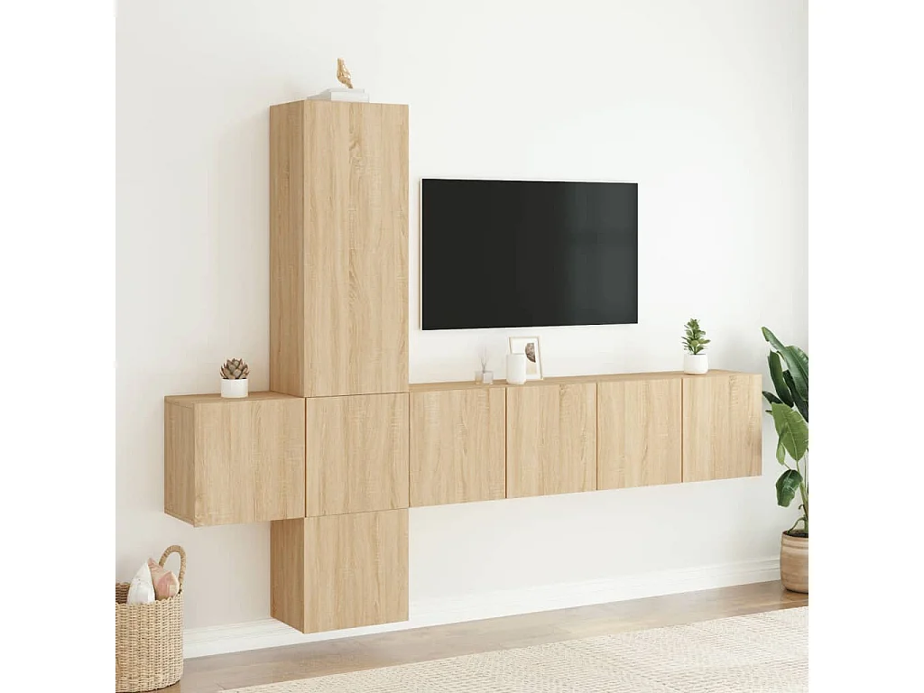 Burr Ridge  5-delige Tv-wandmeubelset bewerkt hout sonoma eikenkleurig