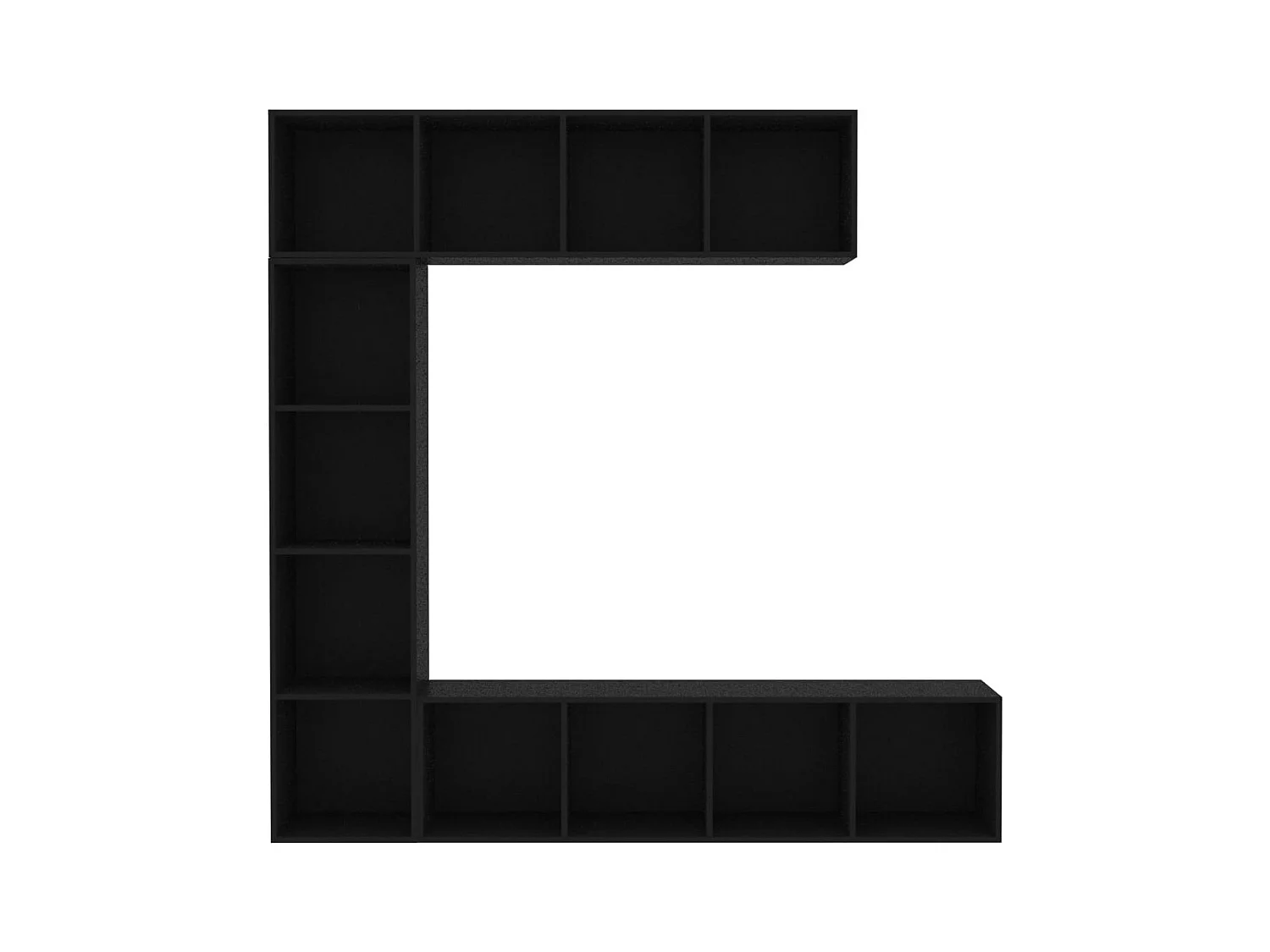 Elida  Mueble de TV y librería 3 piezas negro 180x30x180 cm