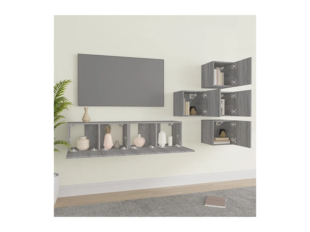 Zaira Fernanda  Ensemble de meubles TV 6 pcs Sonoma gris Bois d'ingénierie