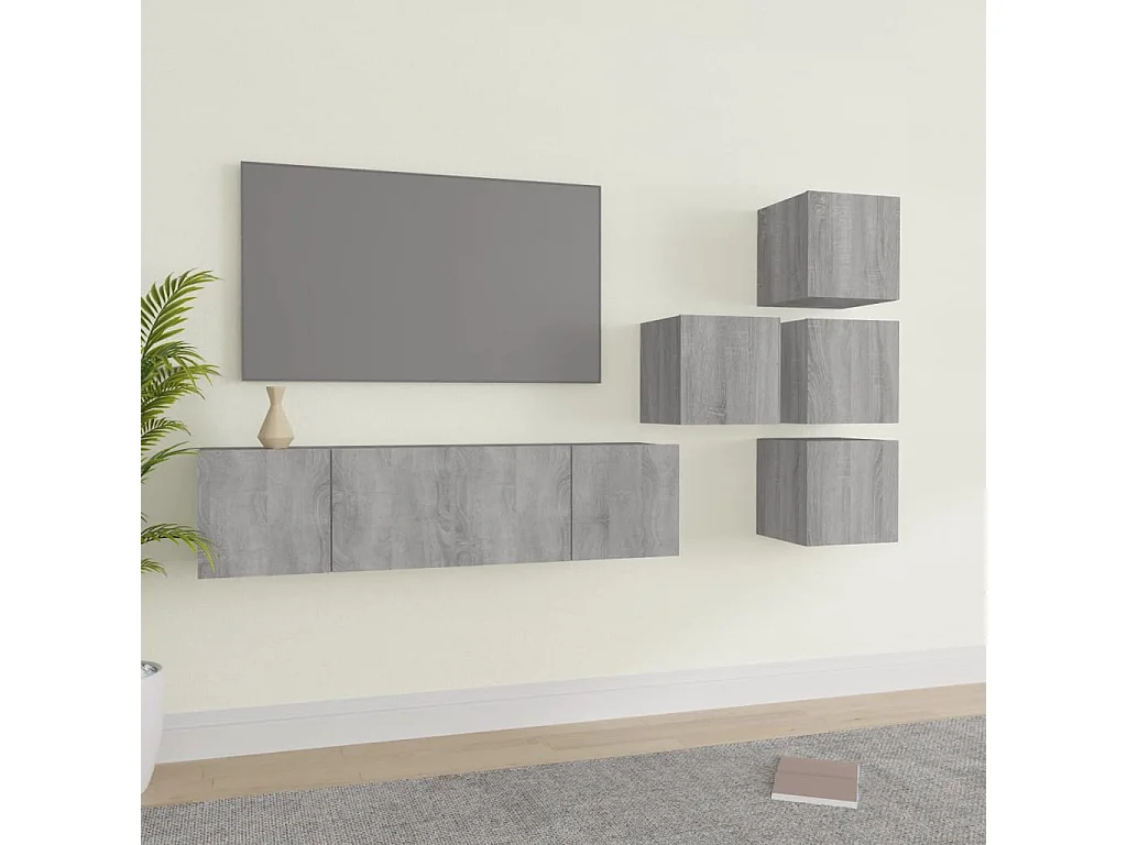 Zaira Fernanda  Ensemble de meubles TV 6 pcs Sonoma gris Bois d'ingénierie