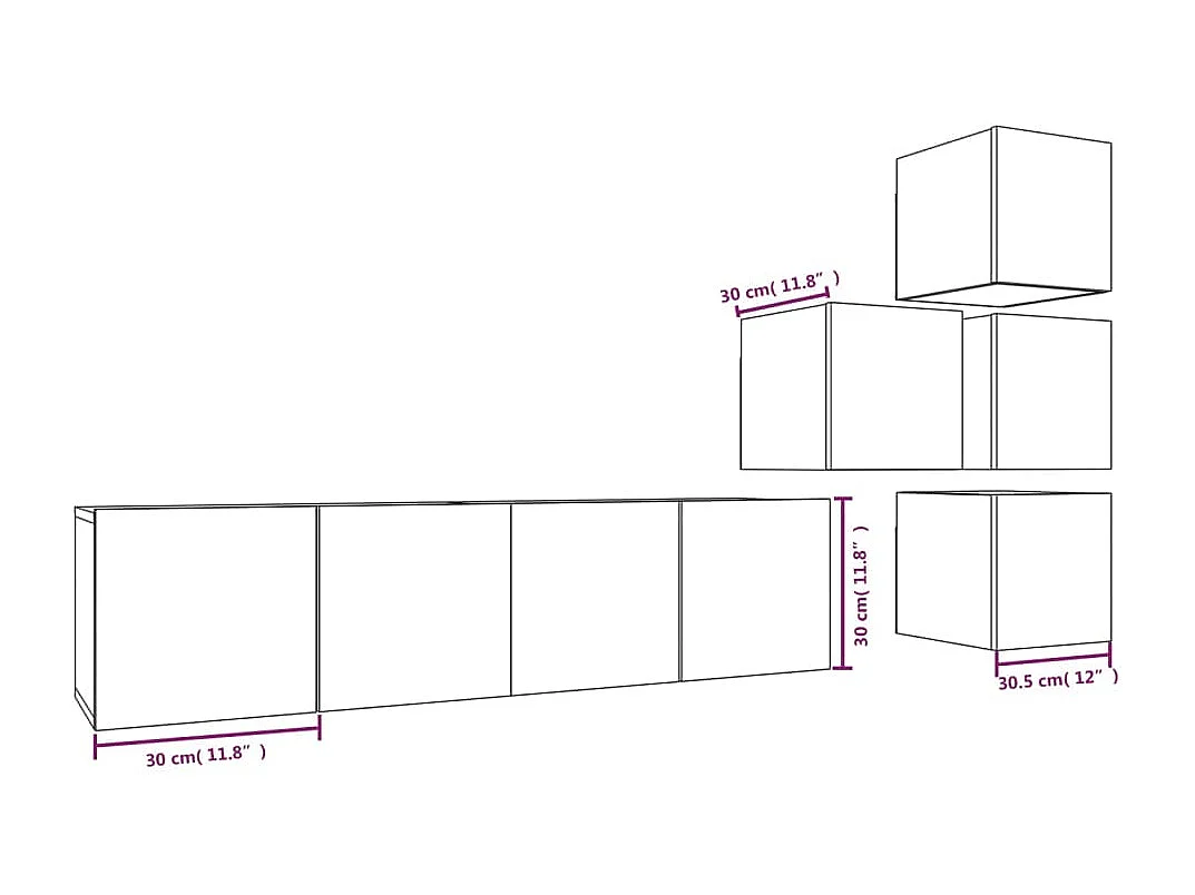 Zaira Fernanda  Ensemble de meubles TV 6 pcs Sonoma gris Bois d'ingénierie