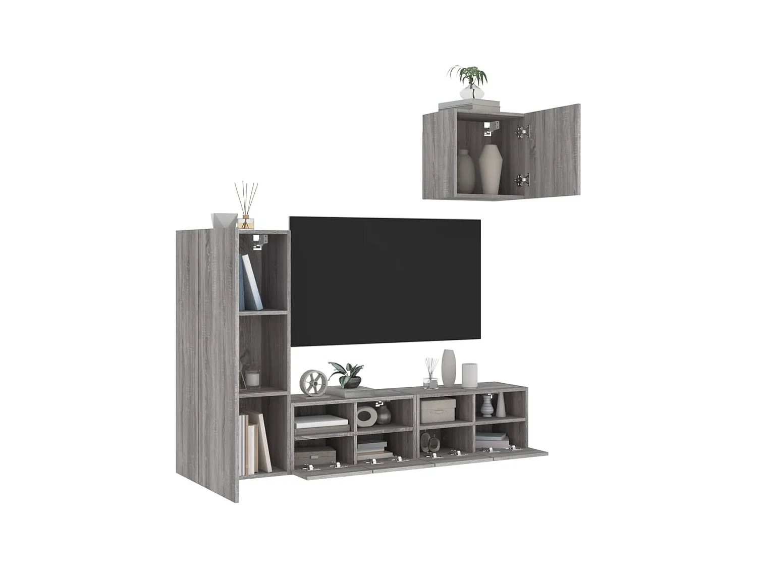 Brynir  Unités murales TV 4 pcs sonoma gris bois d'ingénierie