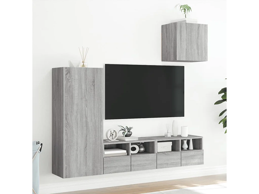 Brynir  Unités murales TV 4 pcs sonoma gris bois d'ingénierie
