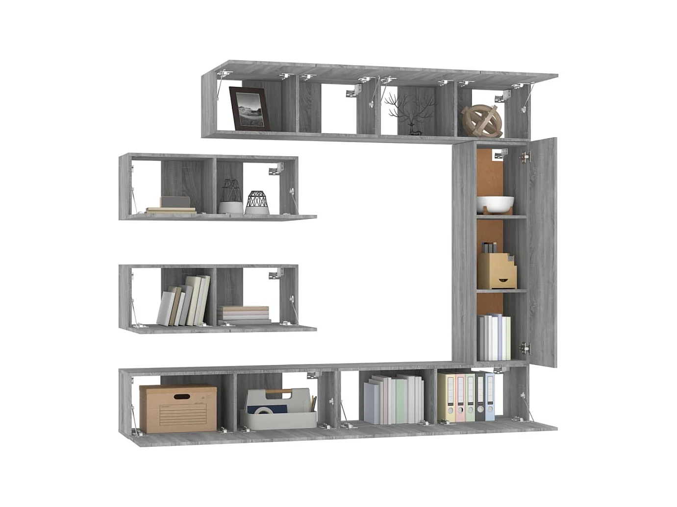 Garden Furniture -  Ensemble de meubles TV 7 pcs Sonoma gris Bois d'ingénierie