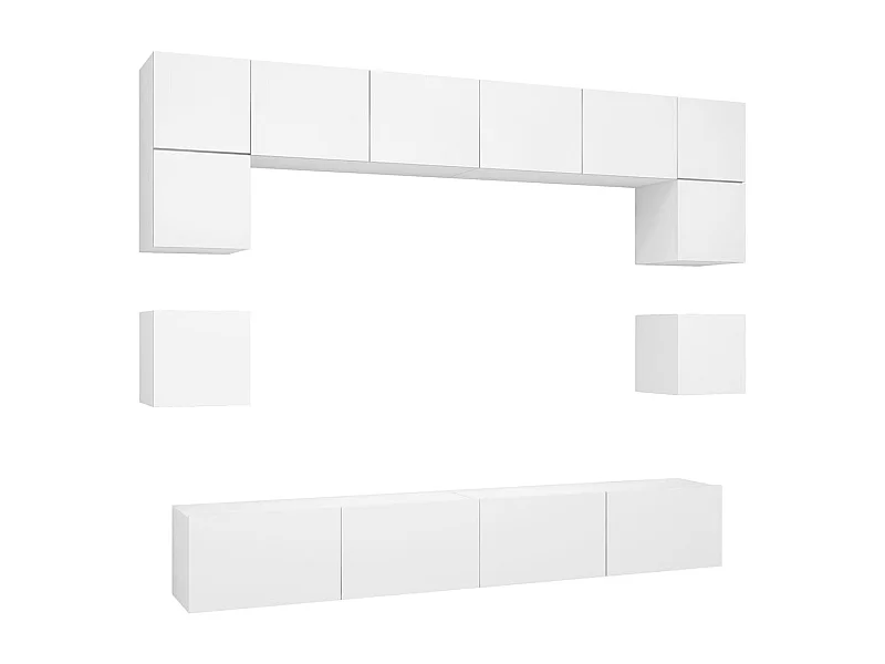 Niort  Ensemble de meubles TV 8 pcs Blanc Bois d'ingénierie