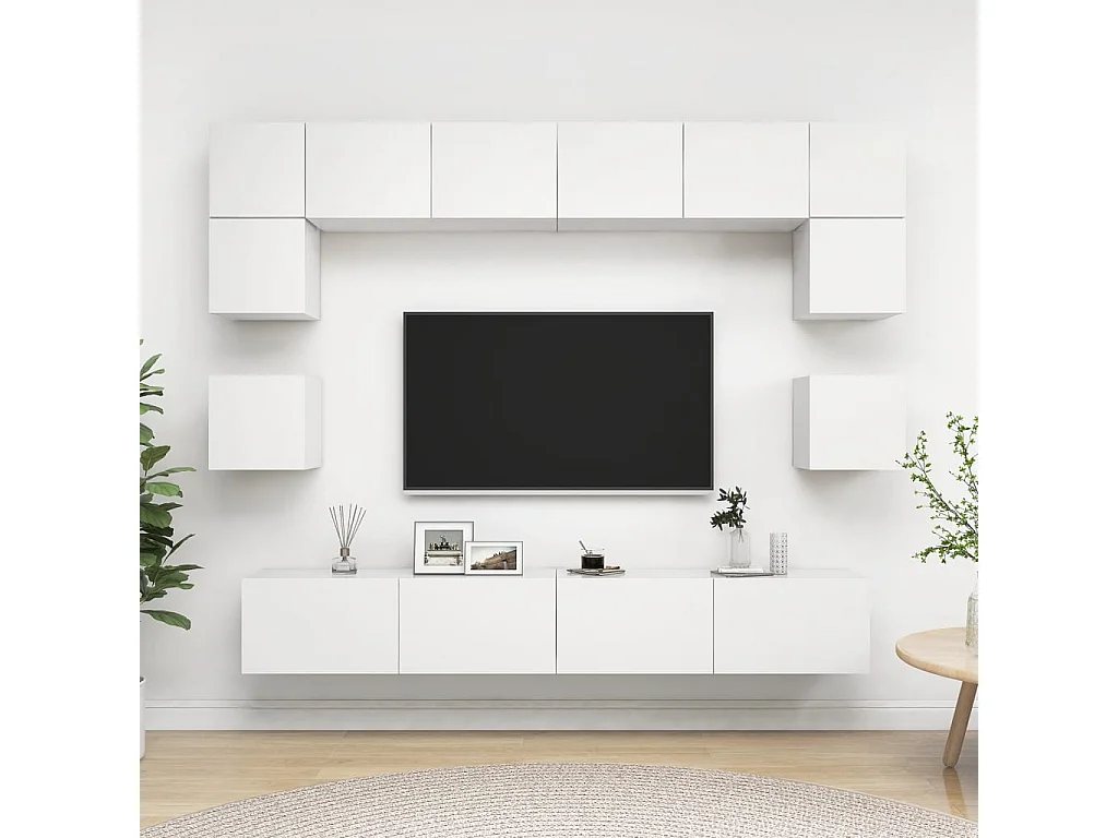 Niort  Ensemble de meubles TV 8 pcs Blanc Bois d'ingénierie