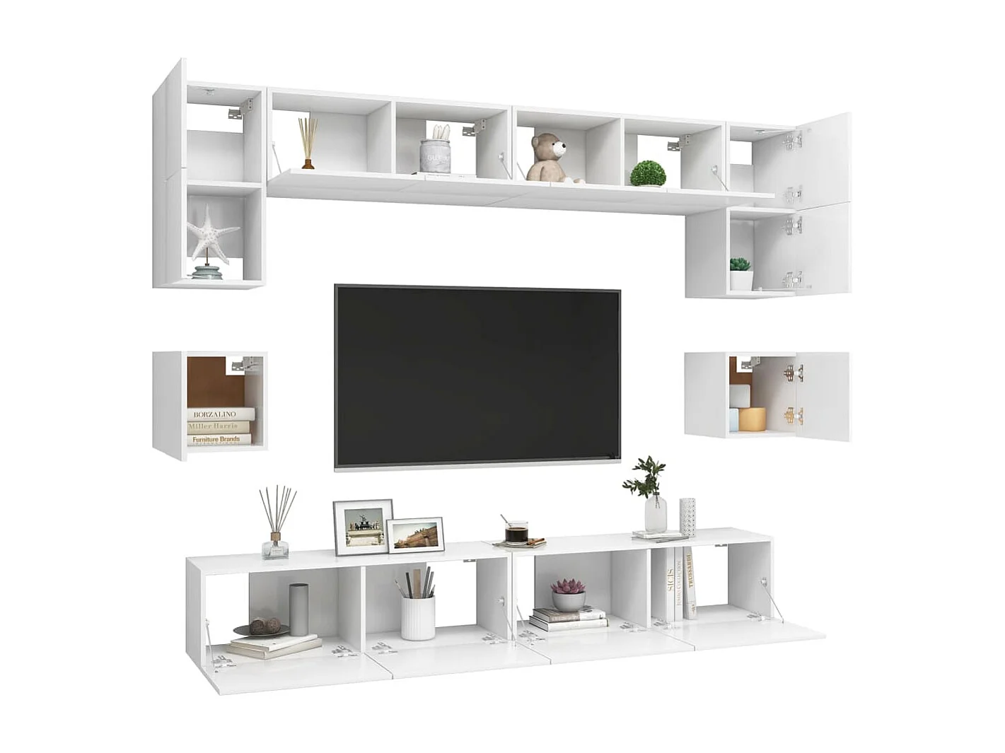 Niort  Ensemble de meubles TV 8 pcs Blanc Bois d'ingénierie