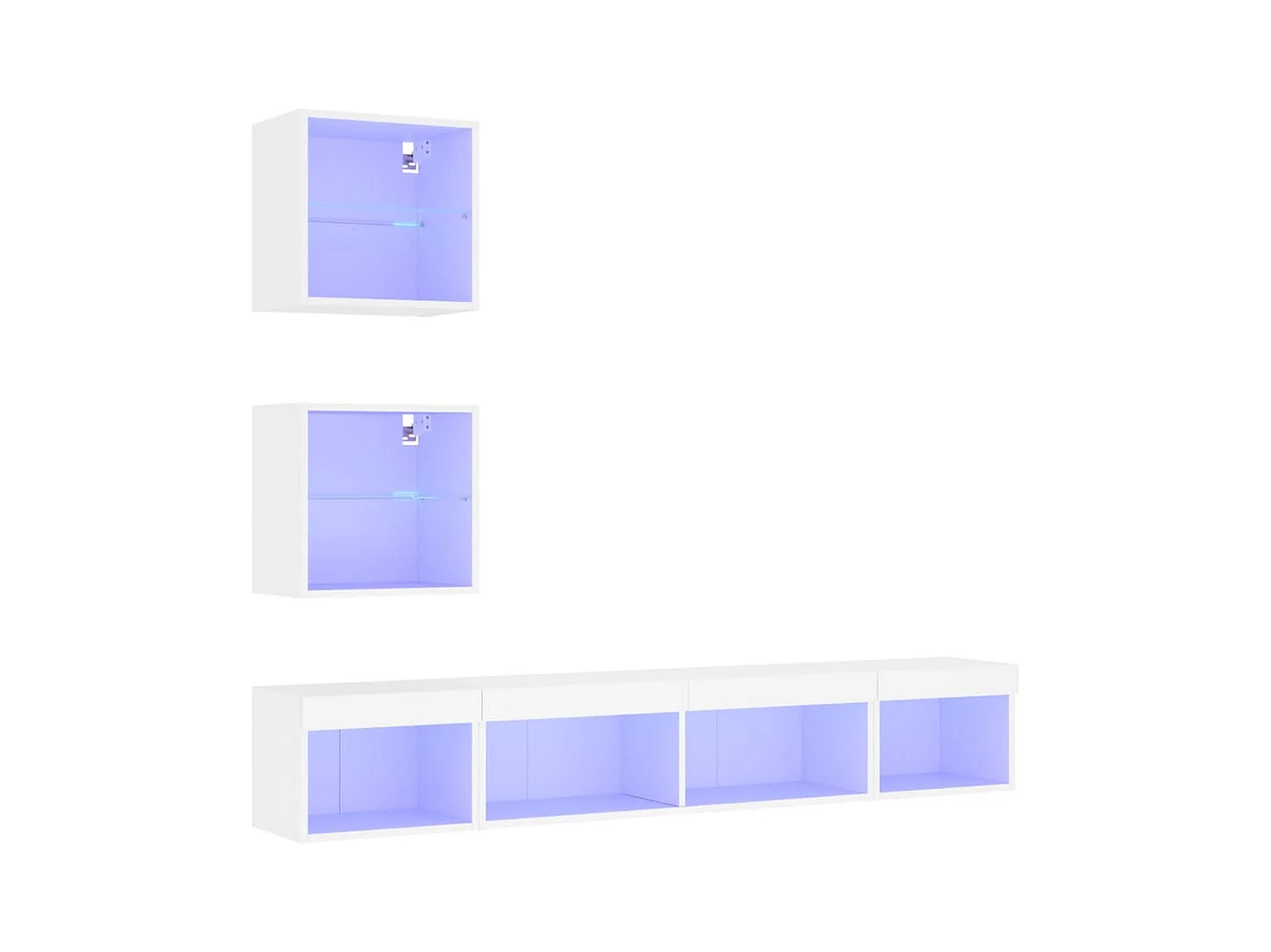 Anthea  Unités murales TV avec LED 5 pcs blanc bois d'ingénierie