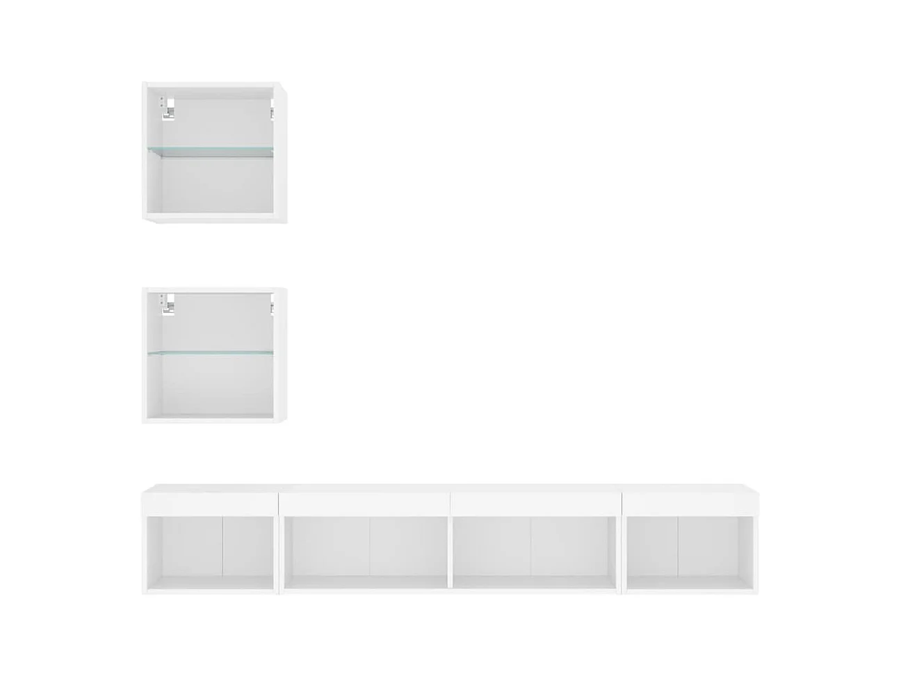 Anthea  Unités murales TV avec LED 5 pcs blanc bois d'ingénierie