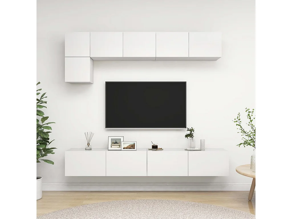 Mornar  Ensemble de meubles TV 5 pcs Blanc Bois d'ingénierie