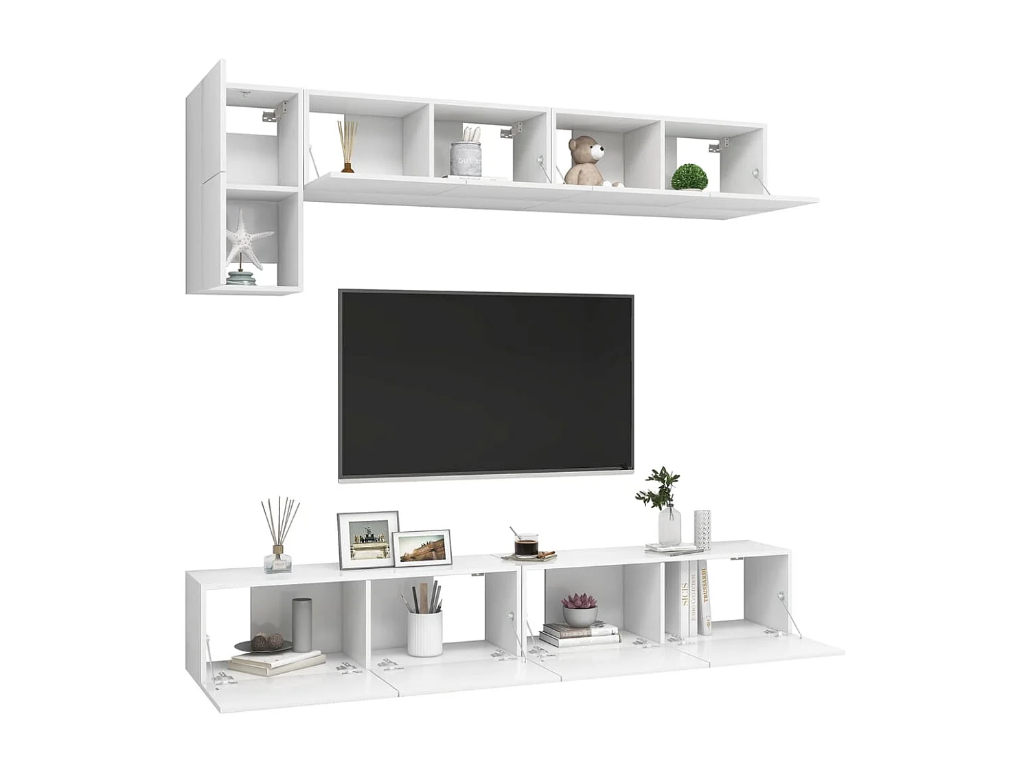 Mornar  Ensemble de meubles TV 5 pcs Blanc Bois d'ingénierie