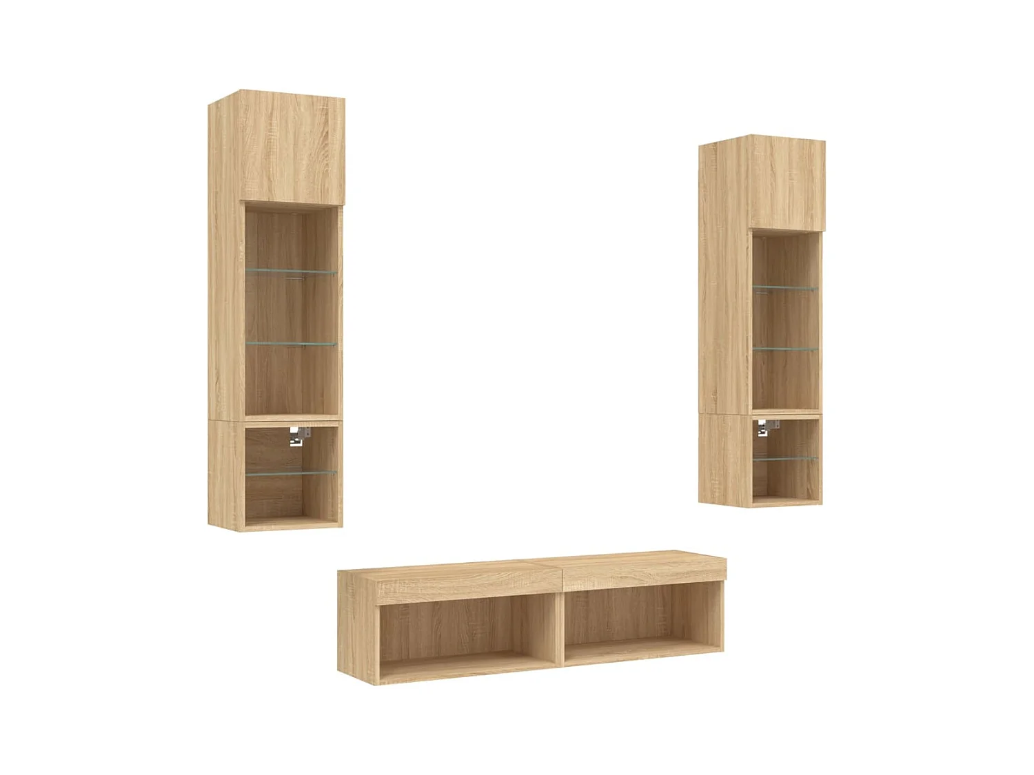 Ozelira  Unités murales TV avec LED 6 pcs chêne sonoma bois d'ingénierie