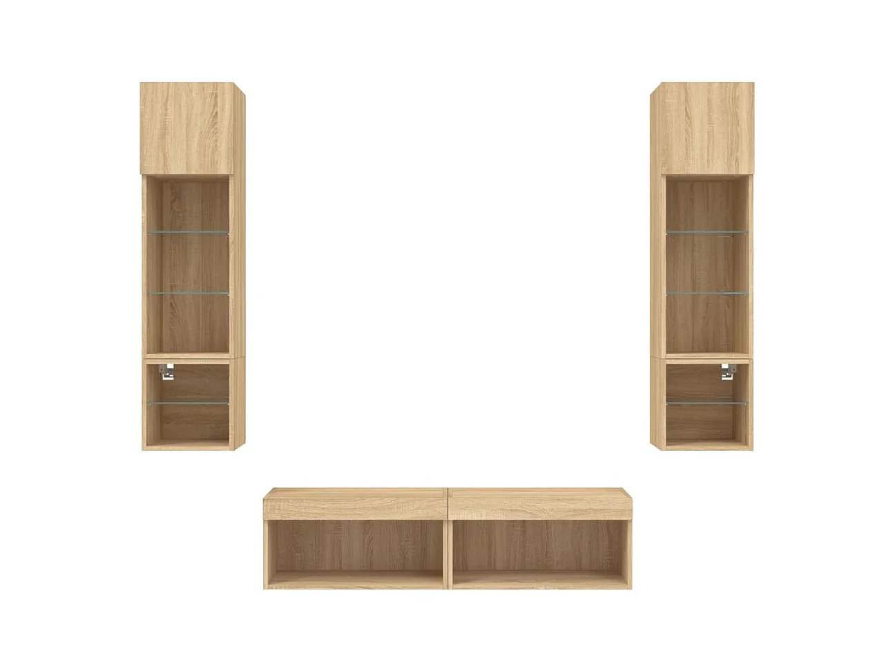 Ozelira  Unités murales TV avec LED 6 pcs chêne sonoma bois d'ingénierie