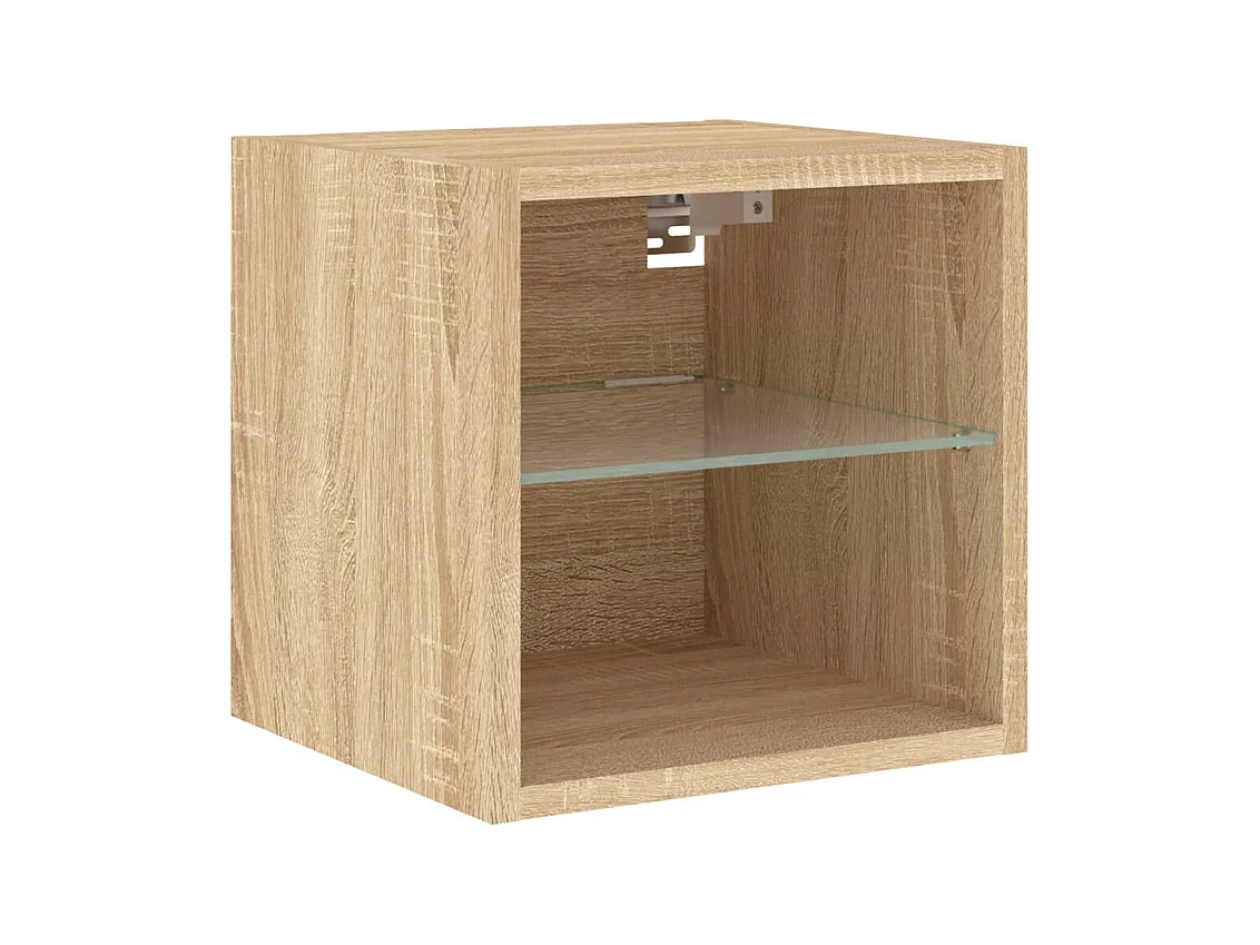 Coolgreany  Unités murales TV avec LED 7 pcs chêne sonoma bois d'ingénierie