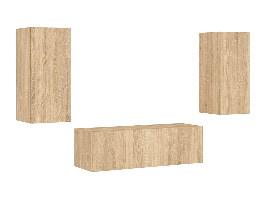 Ugo Gianluca  Meuble TV muraux 3 pcs avec lumières LED chêne sonoma