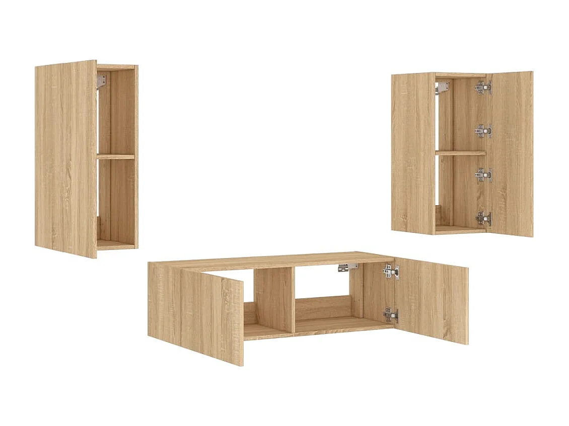 Ugo Gianluca  Meuble TV muraux 3 pcs avec lumières LED chêne sonoma