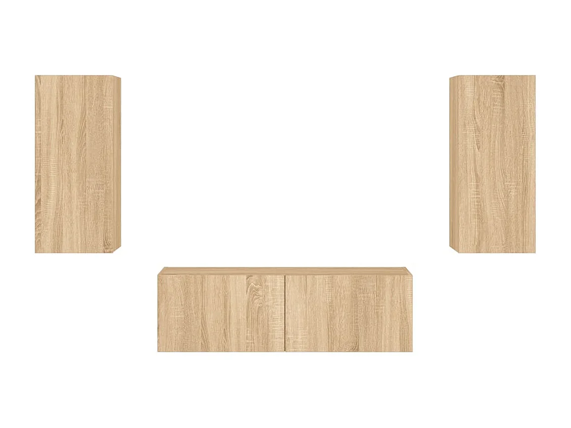 Ugo Gianluca  Meuble TV muraux 3 pcs avec lumières LED chêne sonoma