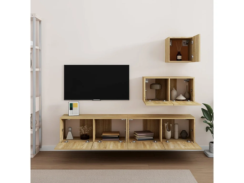 Jean-Louis  Ensemble de meubles TV 4 pcs Chêne sonoma Bois d'ingénierie