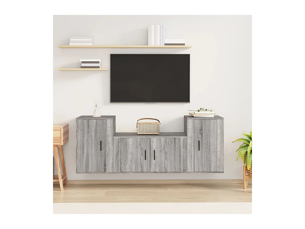 Wynna  Ensemble de meubles TV 3 pcs Sonoma gris Bois d'ingénierie