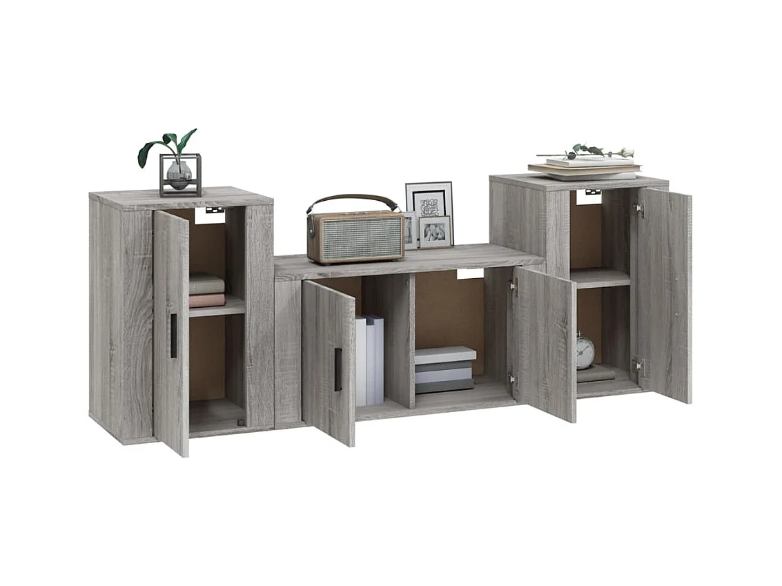 Wynna  Ensemble de meubles TV 3 pcs Sonoma gris Bois d'ingénierie