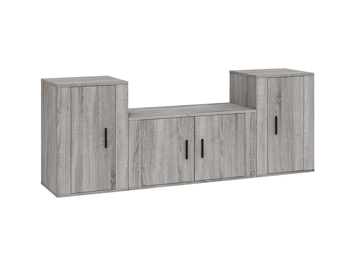 Wynna  3-delige Tv-meubelset bewerkt hout grijs sonoma eikenkleurig