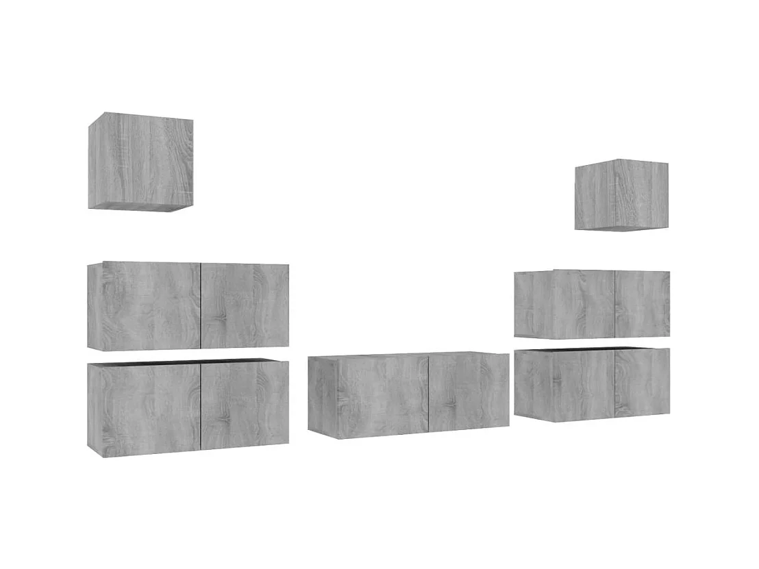 Vinton  Ensemble de meubles TV 7 pcs Sonoma gris Bois d'ingénierie