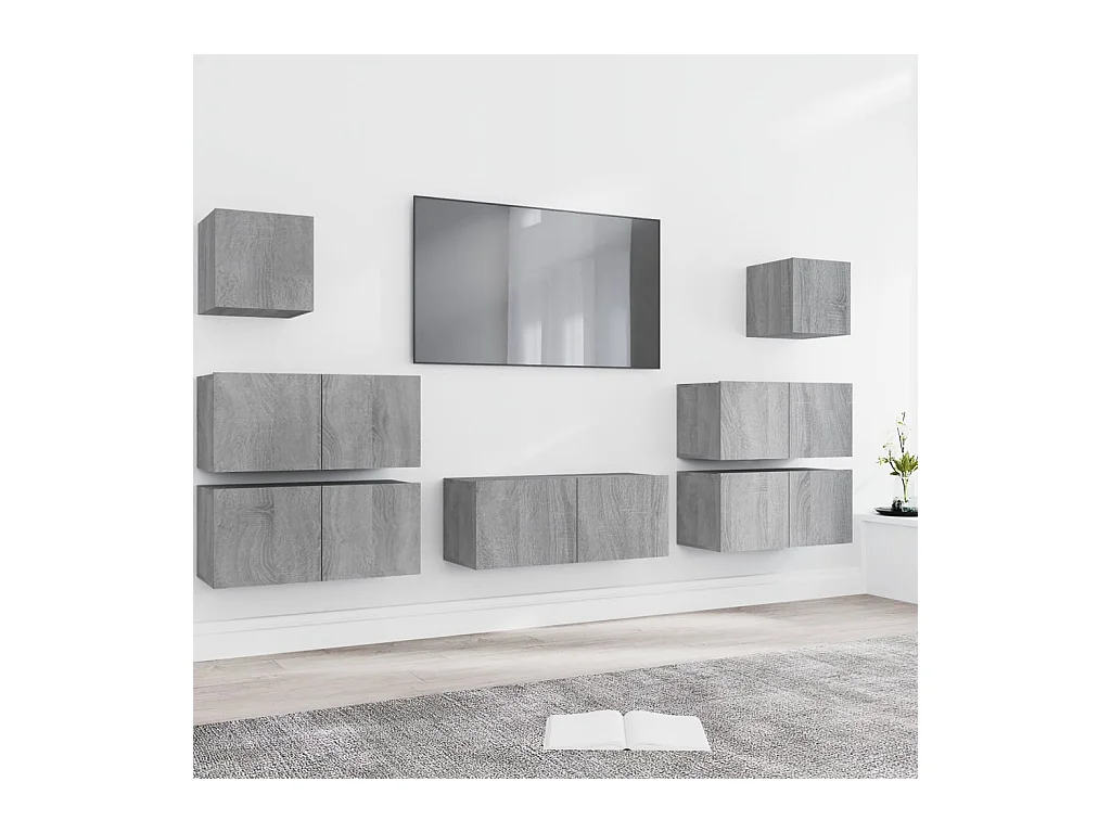 Vinton  Ensemble de meubles TV 7 pcs Sonoma gris Bois d'ingénierie