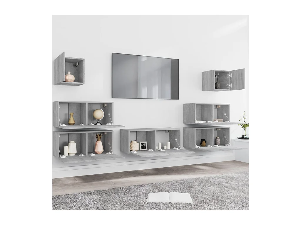 Vinton  Ensemble de meubles TV 7 pcs Sonoma gris Bois d'ingénierie