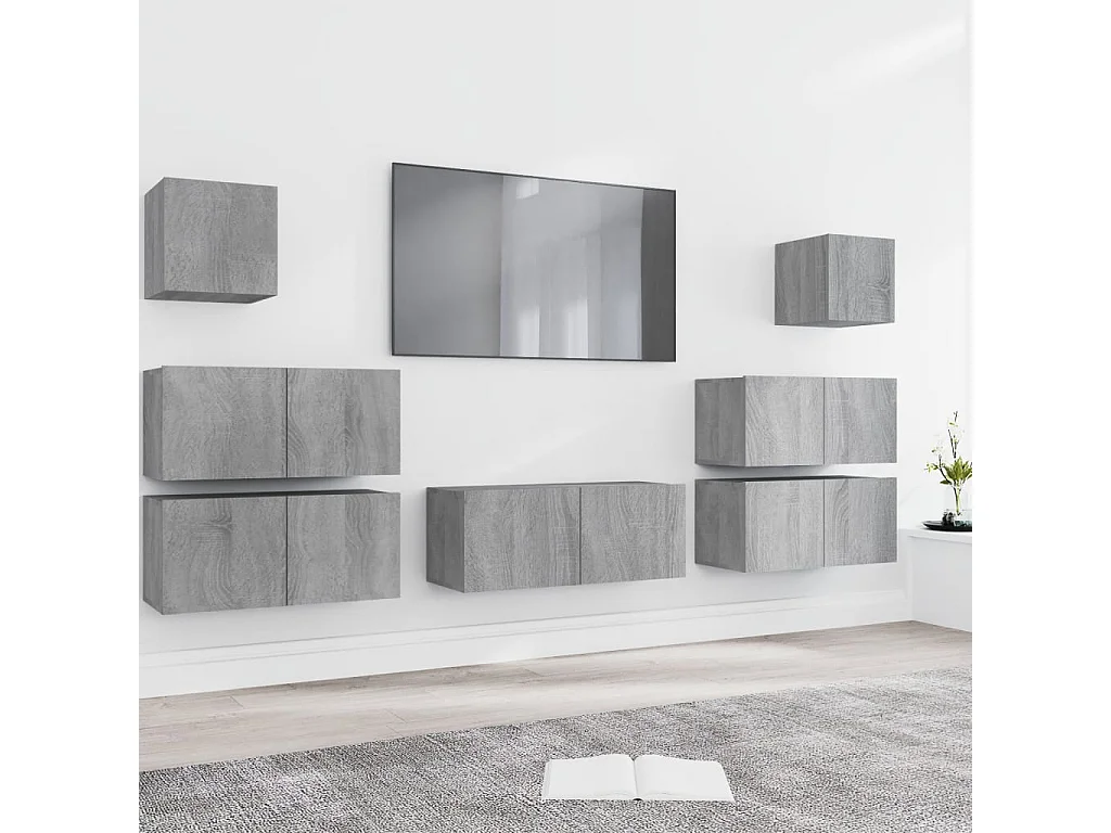 Vinton  Ensemble de meubles TV 7 pcs Sonoma gris Bois d'ingénierie