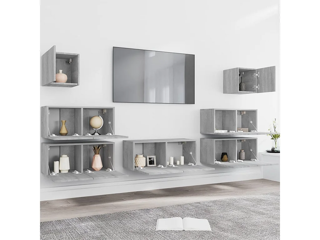Vinton  Ensemble de meubles TV 7 pcs Sonoma gris Bois d'ingénierie