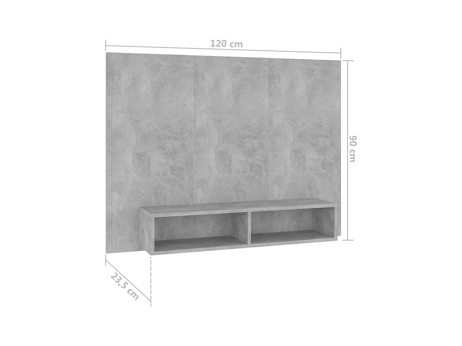 Louis-Clément  Meuble TV mural Gris béton 120x23,5x90 cm Bois d’ingénierie