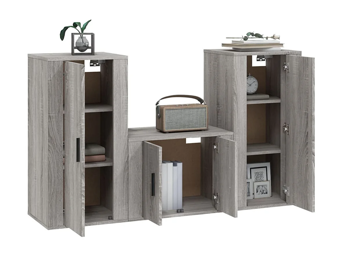 Farrell  Ensemble de meubles TV 3 pcs Sonoma gris Bois d'ingénierie