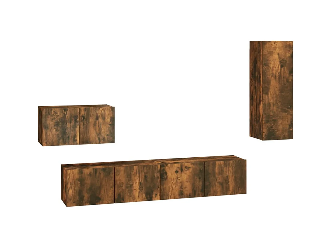 Elwin  Ensemble de meubles TV 4 pcs Chêne fumé Bois d'ingénierie