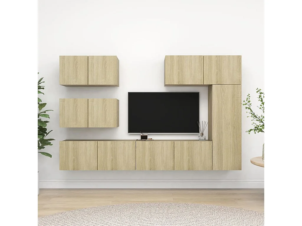 Lois  Ensemble de meuble TV 6 pcs Chêne sonoma Bois d'ingénierie