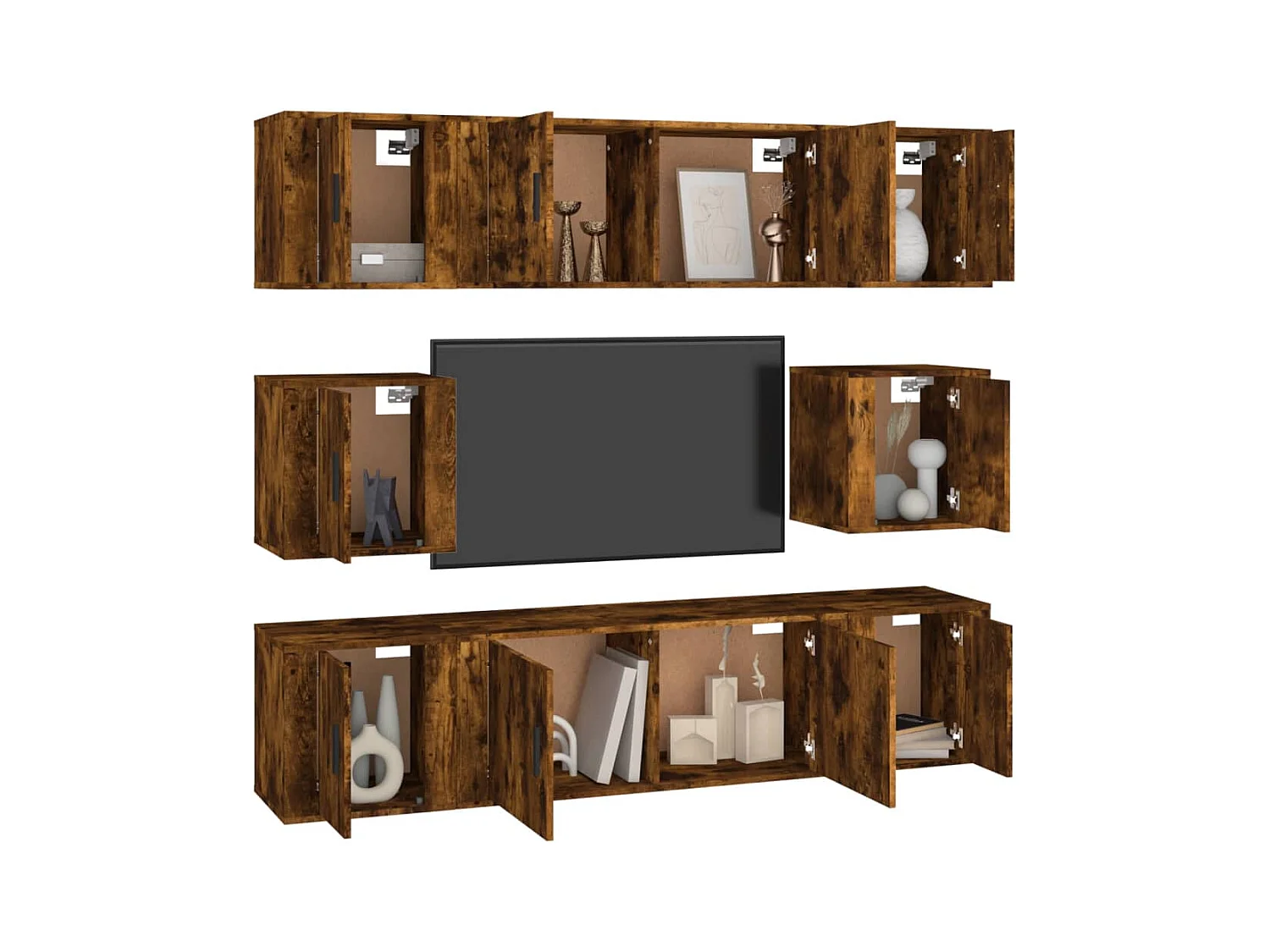 Ywar  Ensemble de meubles TV 8 pcs Chêne fumé Bois d'ingénierie