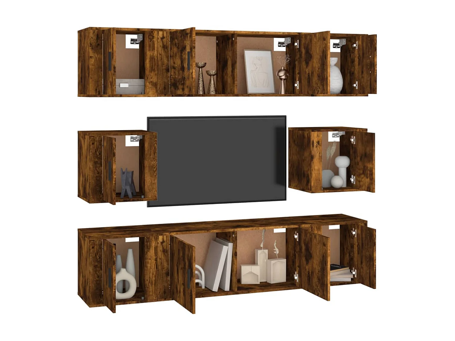 Ywar  Ensemble de meubles TV 8 pcs Chêne fumé Bois d'ingénierie