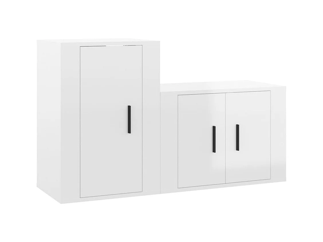 Bartlett  Ensemble de meubles TV 2 pcs blanc brillant bois d'ingénierie